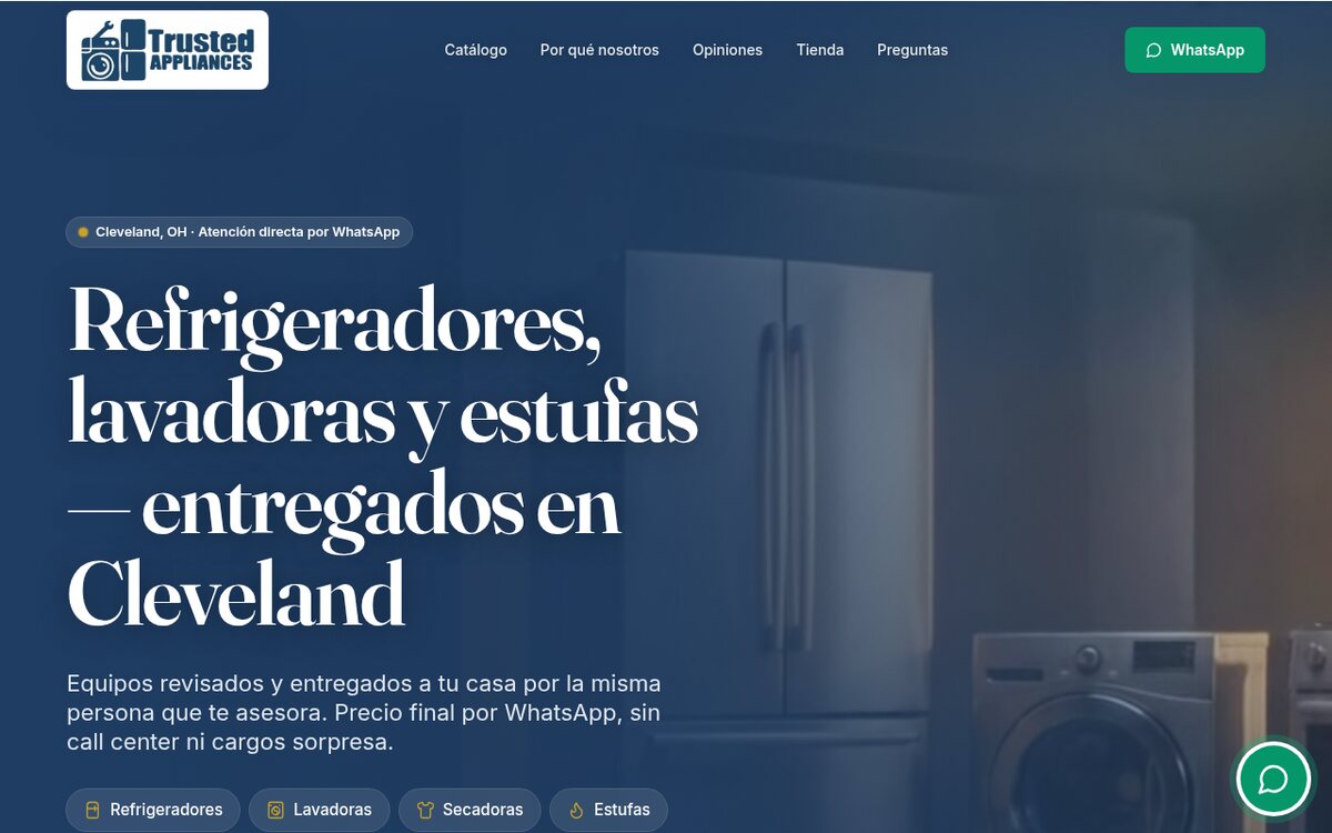 Chino Electrodomésticos — sitio web de Electrodomésticos · Ecommerce diseñado por Leyva Web Studio en Cleveland, Ohio