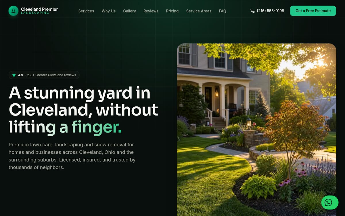 Landscaping Premium — sitio web de Servicios · Jardinería diseñado por Leyva Web Studio en Cleveland, Ohio